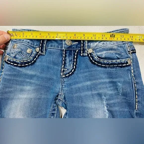 Miss Me Sunny Bootcut Jeans 26x30 Stretch Distressed EUC Embroidered - Picture 11 of 11